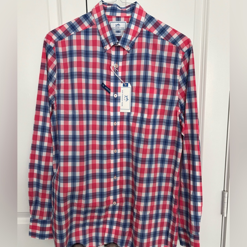 Southern Tide Skipjack Multicheck Sportshirt in Island Pink